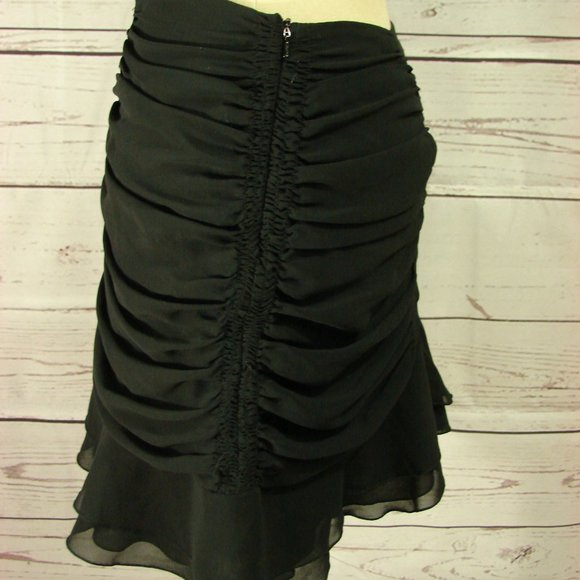 Black Ruched Ruffle Edged Skirt Sz 8 - Picture 6 of 15